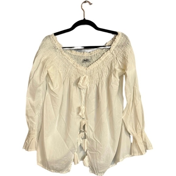 Sxy’s Paris Balooon sleeve off the shoulder white cotton blouse size Large - Picture 1 of 5